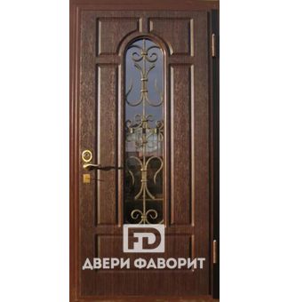 металлическая дверь со стеклом, ковкой и терморазрывом