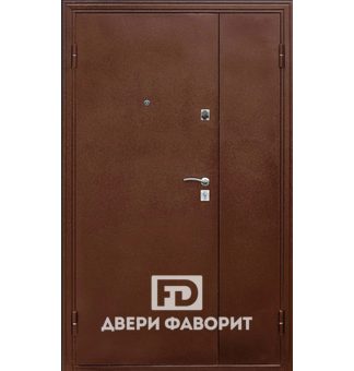 двустворчатая дверь в подъезд с цинкогрунтом, укомплектована двумя замками, раздельной ручкой и глазком