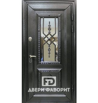 входная дверь с терморазрывом, стеклом и ковкой