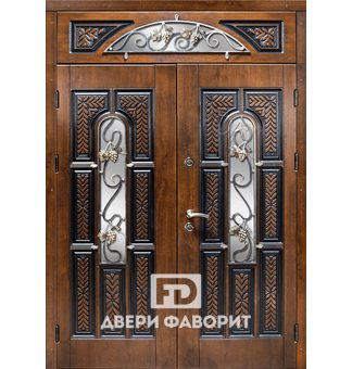 двухстворчатая с верхней вставкой дверь (терморазрыв) со стеклянными вставками