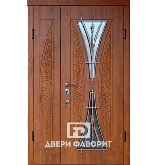 двустворчатая дверь (терморазрыв) с ковкой и мдф отделкой