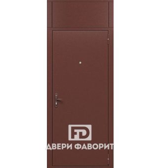 недорогая одностворчатая дверь с верхней вставкой, покрытие цинкогрунт