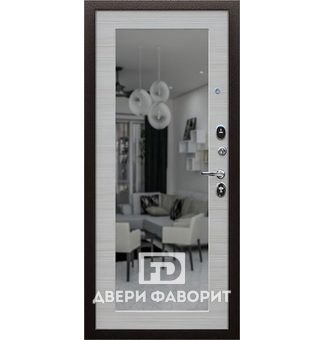 металлическая дверь в квартиру с большим зеркалом внутри