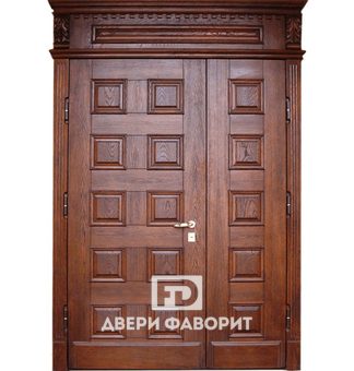 парадная двустворчатая дверь с верхней вставкой