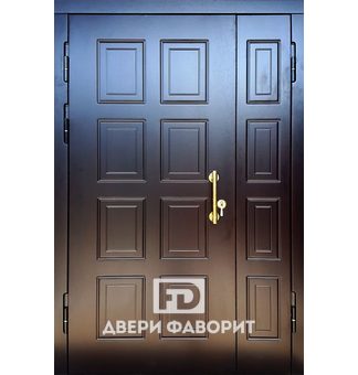 двустворчатая парадная дверь с чёрным мдф в качестве отделки